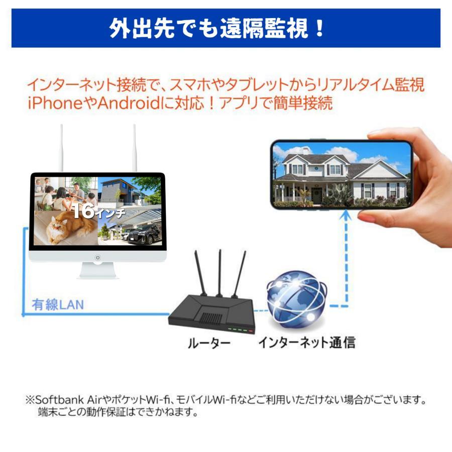 防犯カメラ ワイヤレス 屋外 500万画素 モニター付き Wi-Fi 監視カメラ