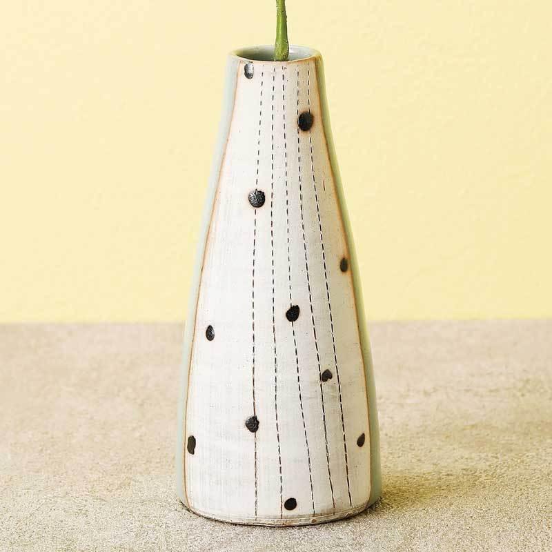 山田白釉一輪差し 常滑焼 日本製 花器 花瓶 茶道 抹茶 : 華成屋かなり