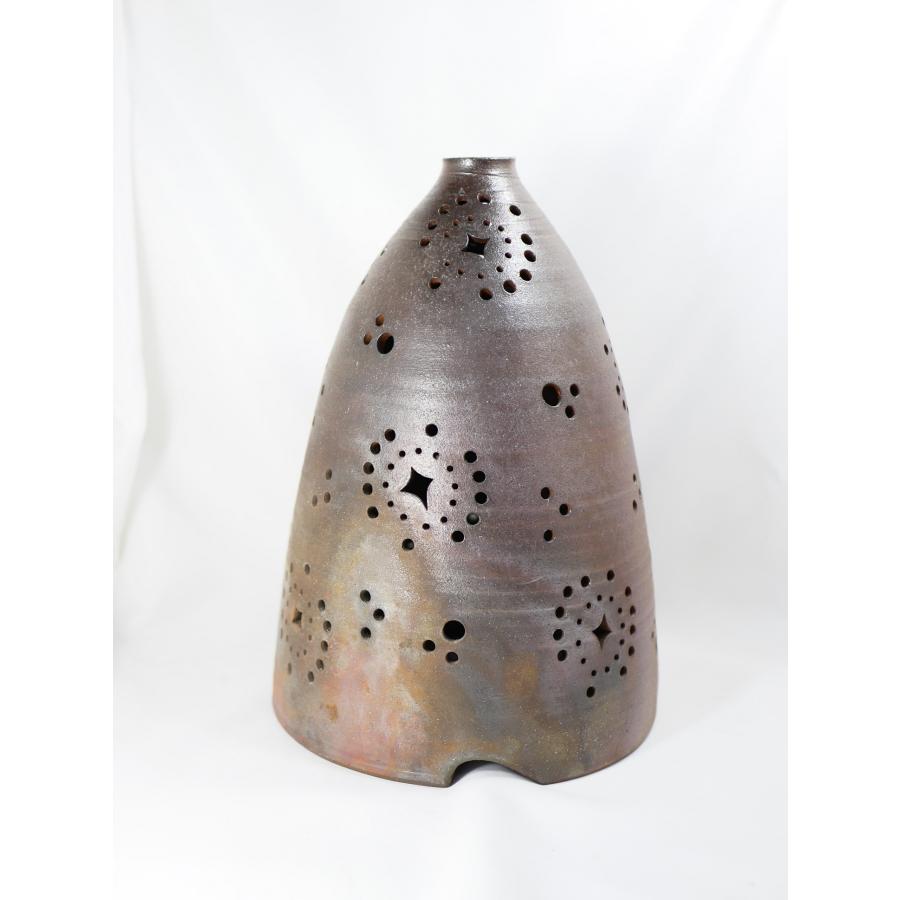 灯ろう 電気器具付/津軽金山焼 金山焼 陶器 とうろう 灯り 模様