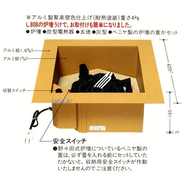 茶道具 L801 野々田式炉壇 サンアイ 電熱器 炭型ヒーター 旧野々田 炉