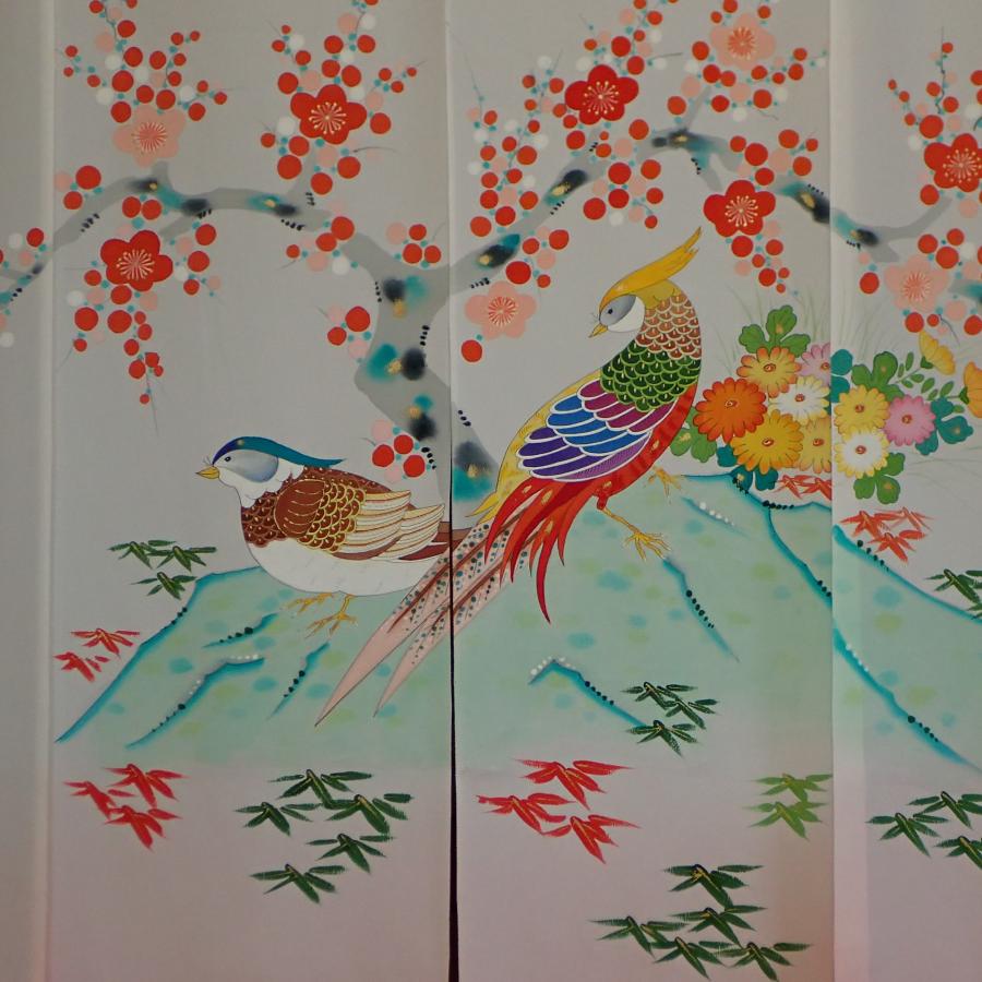 加賀友禅 花嫁のれん 花嫁暖簾 金鶏鳥 手描き 花嫁のれん号 花嫁のれん