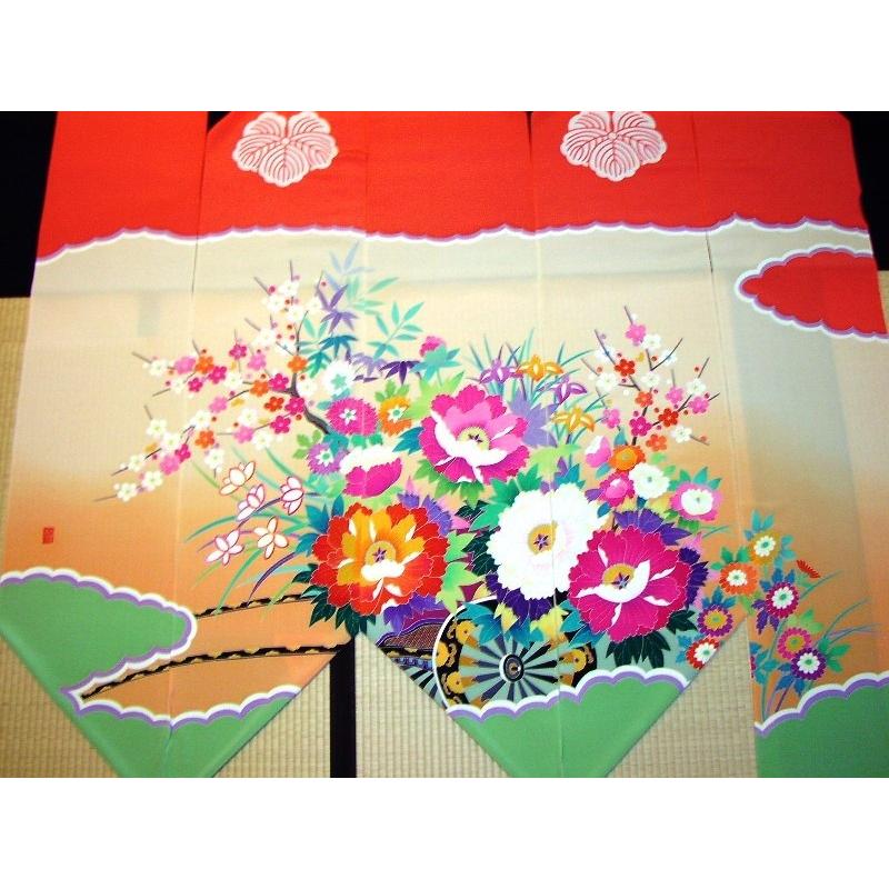 加賀友禅 花嫁のれん 花嫁暖簾 花車3 本染め 花嫁のれん号、花嫁