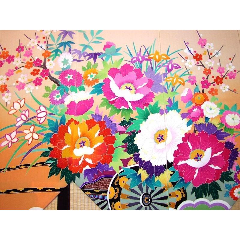 加賀のれん おしどり 桜 牡丹 花嫁のれん 郷土 加賀友禅 花嫁のれん