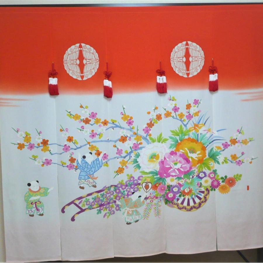 加賀友禅 花嫁のれん 花嫁暖簾 花車1 本染め 花嫁のれん号、花嫁のれん