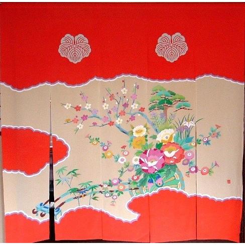 加賀友禅 花嫁のれん 花嫁暖簾 花車2 本染め 花嫁のれん号 花嫁のれん