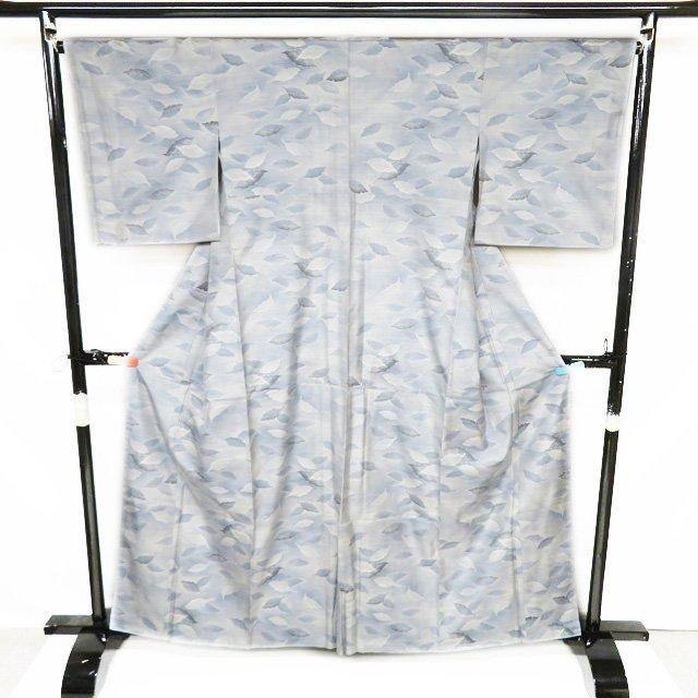 特選 大島紬 白大島 着物 未使用 藤絹織物 都喜ヱ門 ラベル付き 風の