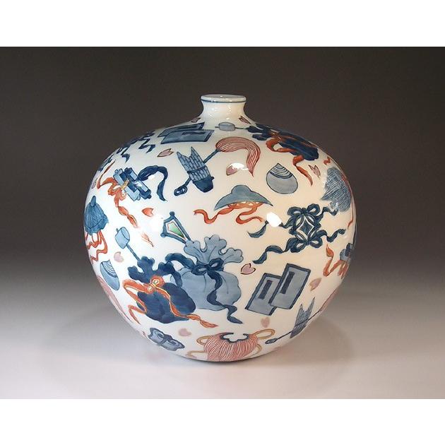 色鍋島様式金彩吉祥宝尽くし文様花瓶｜有田焼 陶芸作家 藤井錦彩作