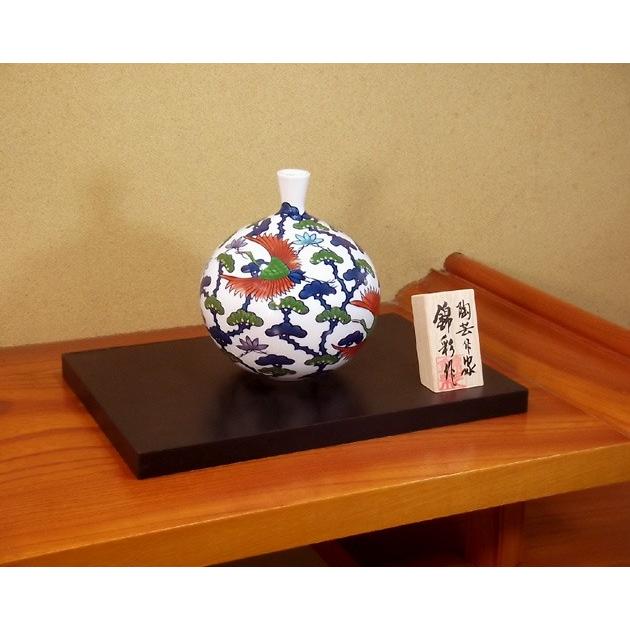 染錦松鶴文様花瓶｜有田焼 陶芸作家 藤井錦彩作 : 有田焼 藤井錦彩窯