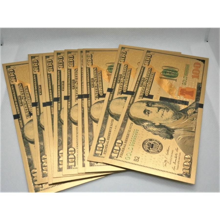 黄金に輝くアメリカ100ドル札 豪華10枚セット！純金24Kゴールド金箔