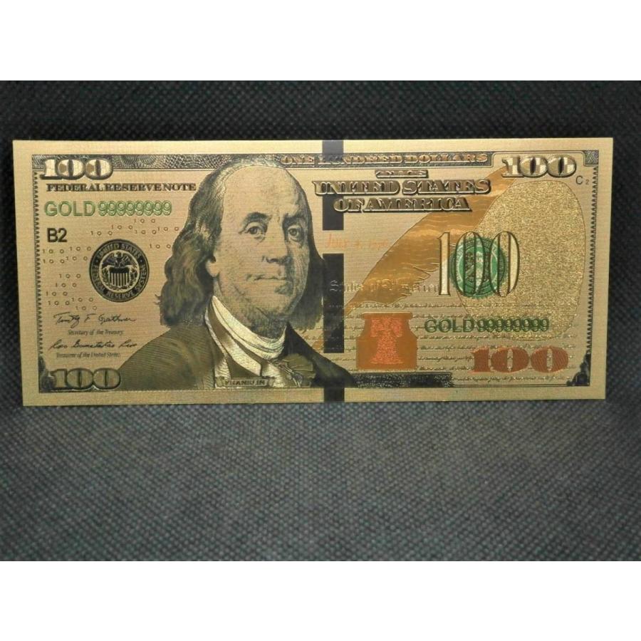 黄金に輝くアメリカ100ドル札 豪華10枚セット！純金24Kゴールド金箔
