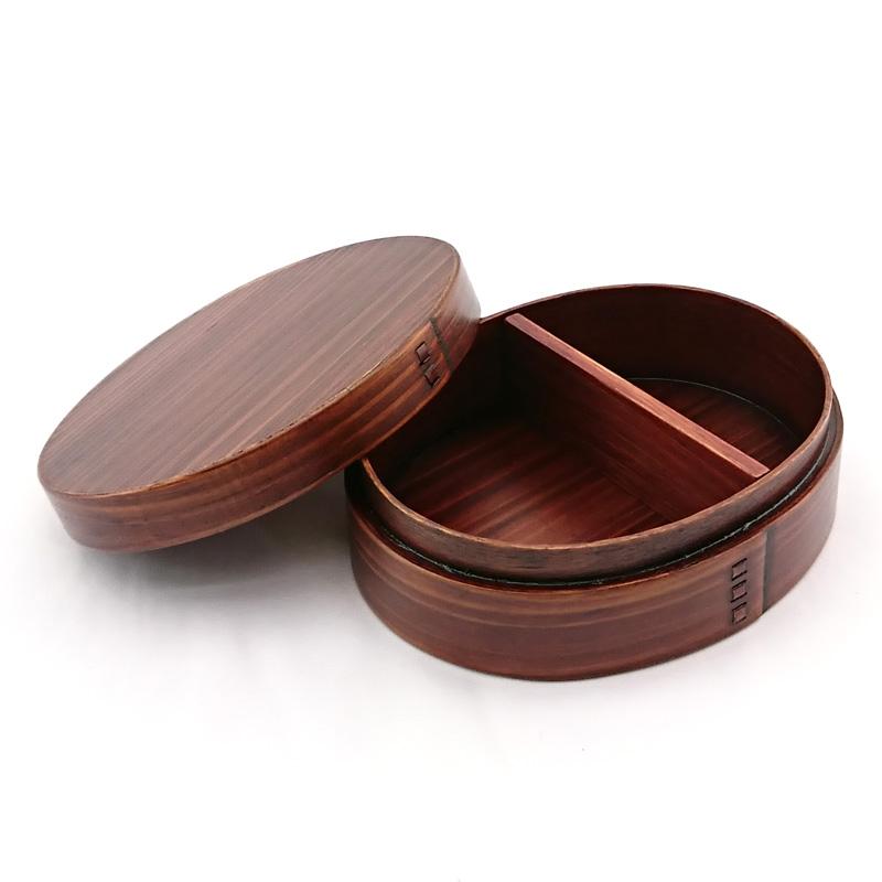 曲げわっぱ 弁当箱 楕円型 ミニ 漆塗り バンド付 350ml まげわっぱ