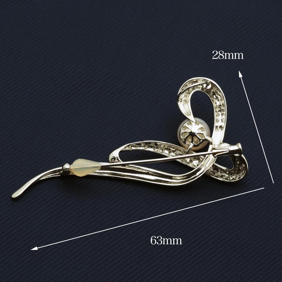 プラチナ900 アコヤ本真珠 デザインブローチ 0.75ct天然ダイヤモンド