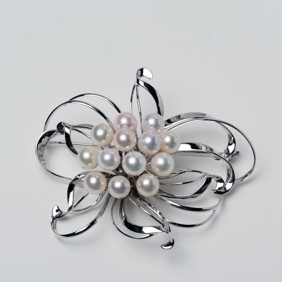 シルバー925 アコヤ本真珠 マルチパール ブローチ あこや 大ぶり