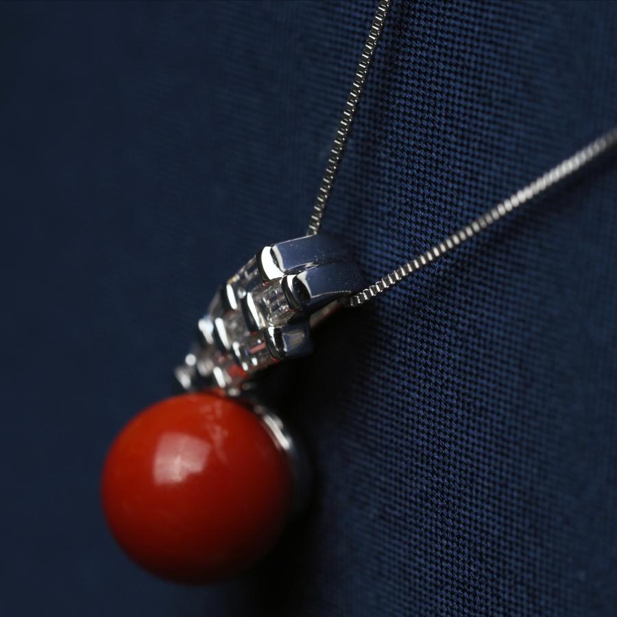 天然 珊瑚 サンゴ ダイヤモンド プラチナ ペンダント PT 900 【公式通販】