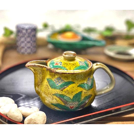 九谷焼 高級 陶磁器 急須 小 吉田屋万年青 ハート 裏絵(Kutani teapot
