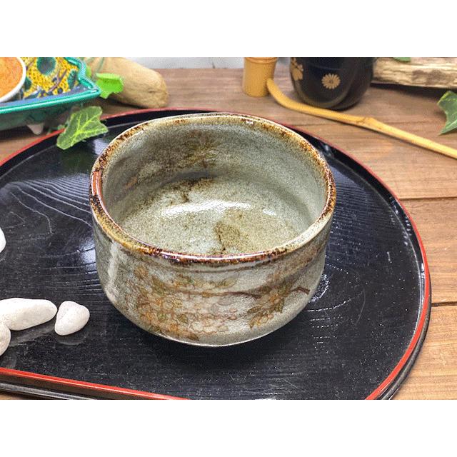 九谷焼 高級 陶磁器 抹茶碗 しだれ桜 中絵 （Kutani matcha bowl