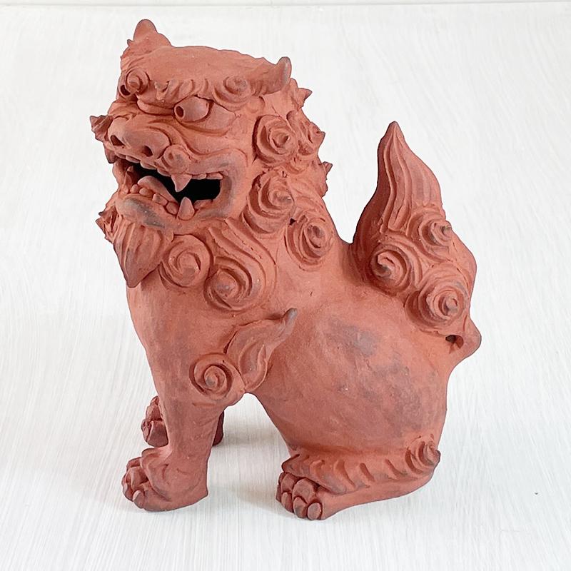 沖縄 お土産 シーサー 置物 ミニ 玄関 ペア 素焼き 手びねり 座 特大