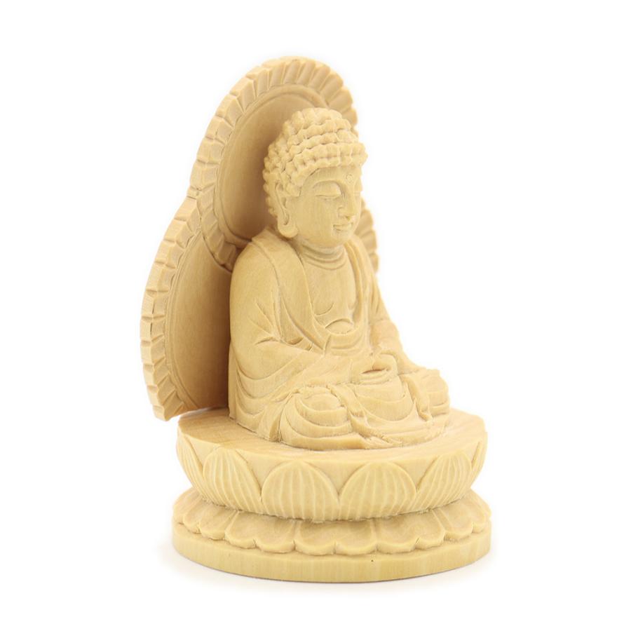 ミニ仏像 釈迦如来 座像 総高5cm 柘植 曹洞宗 臨済宗 天台宗 禅宗 本尊