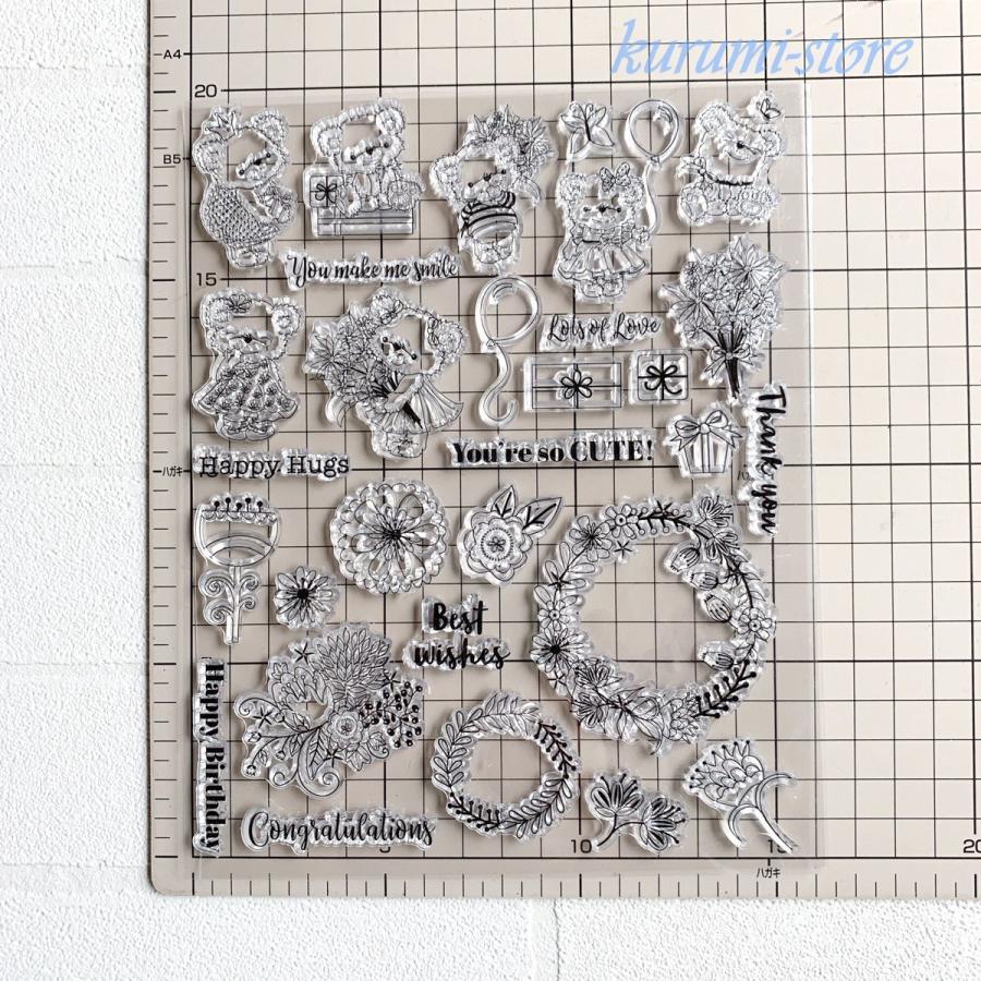 クリアスタンプ カッティングダイ ベア 熊 海外 ダイカット型