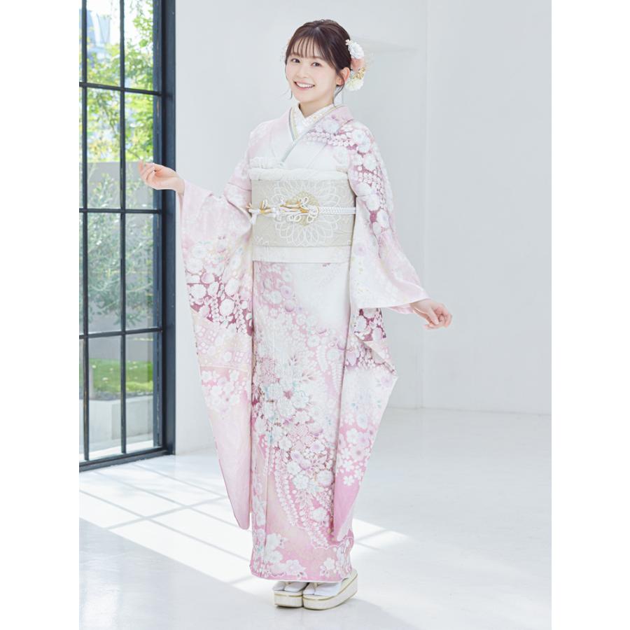 ピンク 辻が花 花絞り 振袖 成人式 着物 フルセット