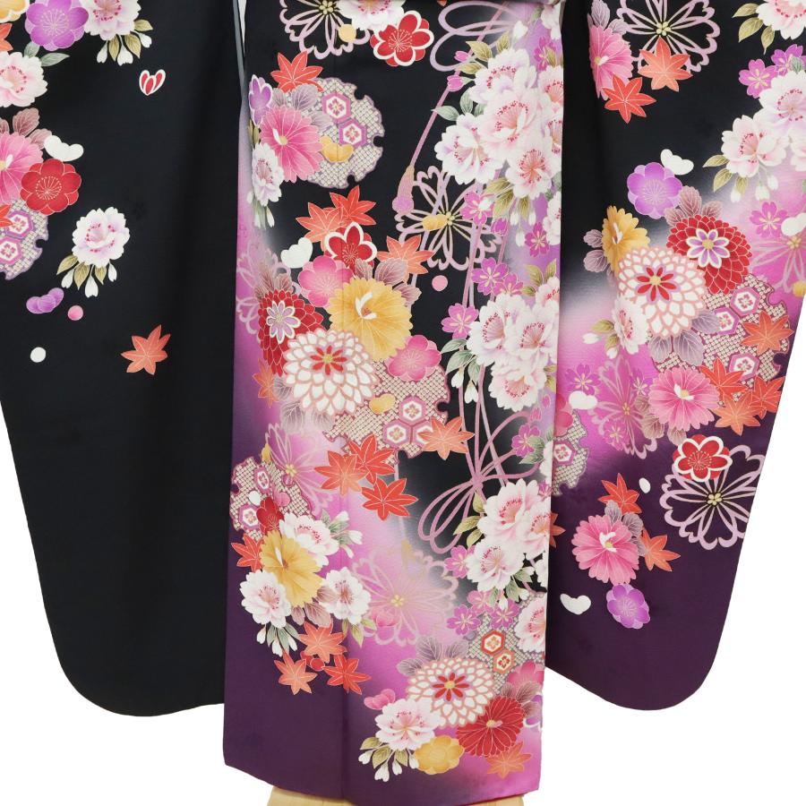 振袖 中古 販売 フルセット 正絹 一式 高身長 トールサイズ 黒 格安