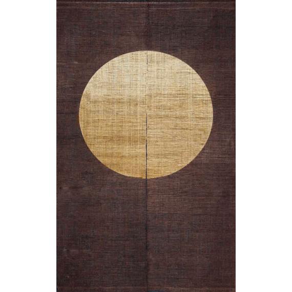 筒描き手染め暖簾【渦潮】麻のれん 巾80×181cm 本染 一点物