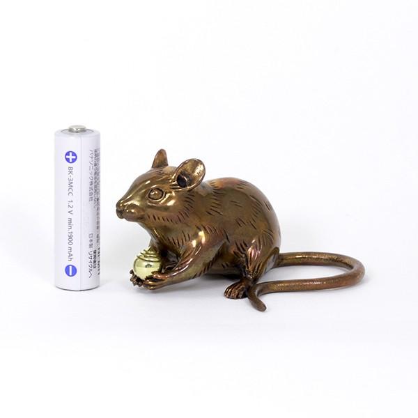 干支 置物（黄銅製）子・鼠・ねずみ 宝珠持ち鼠 座 : 京都工芸舎 Yahoo