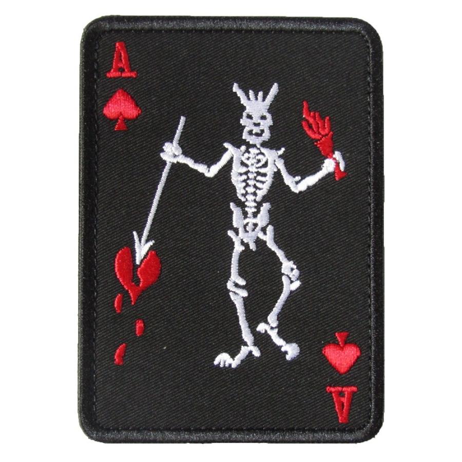 ベルクロワッペン トランプ ガイコツ ドクロ スカル 9 黒 : オナモミ