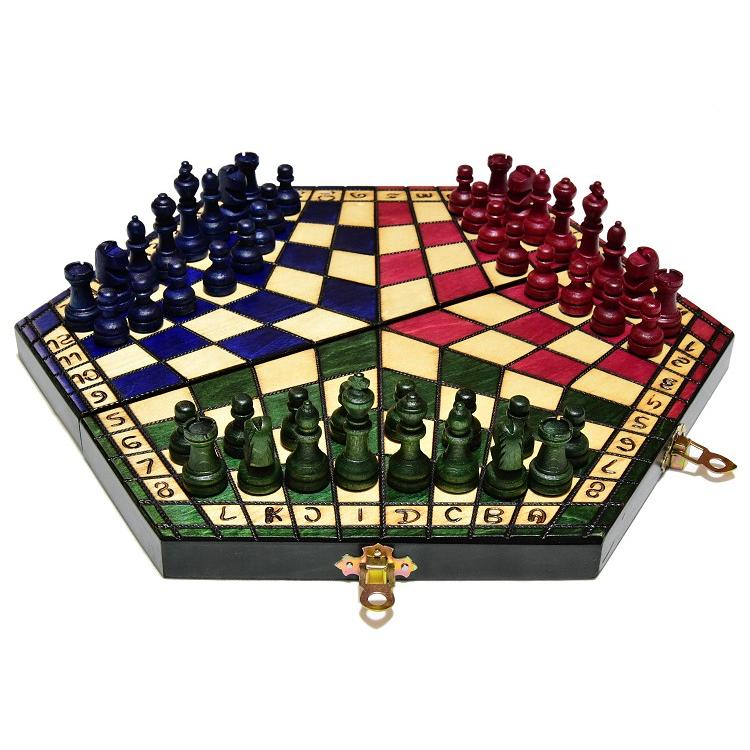 木製 三人用 チェスセット ポーランド製 トロイカ 日本語解説書付 数量