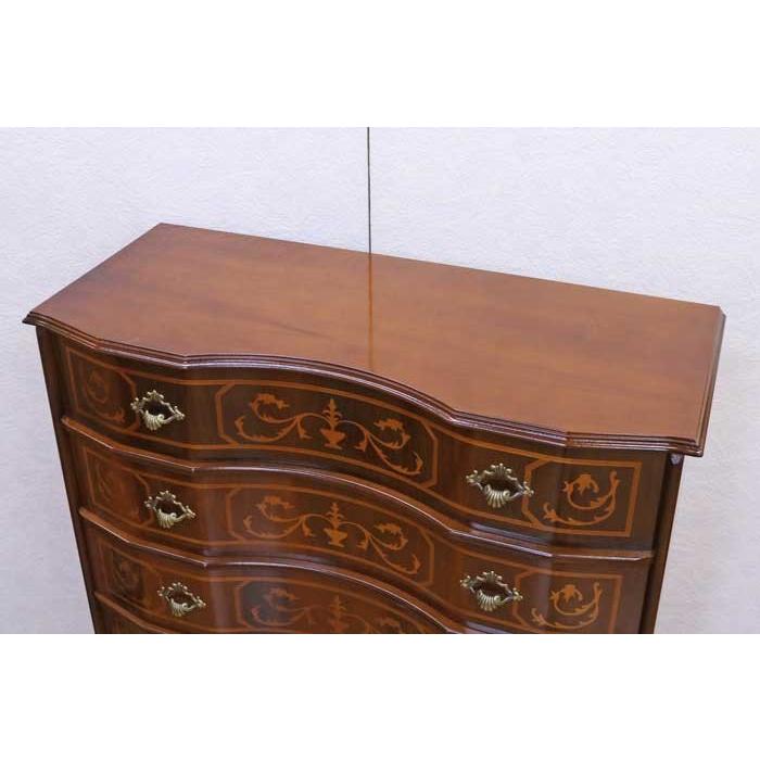 チェスト 木製 6段 完成品 88cm 象嵌 ロココ調 イタリア 家具 猫脚 丸