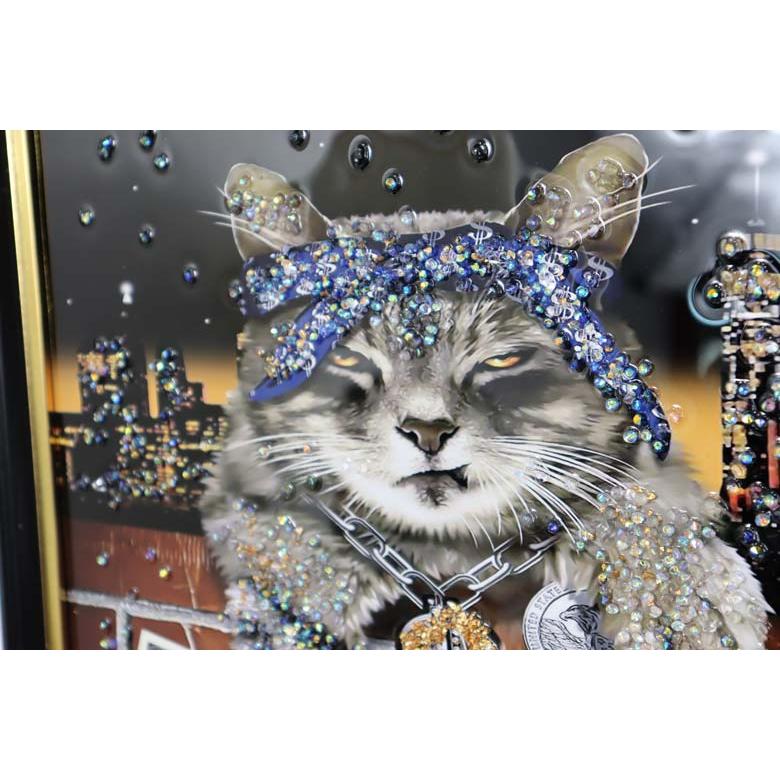アートフレーム ワイルドキティ 猫 クリスタルピクチャー 額絵