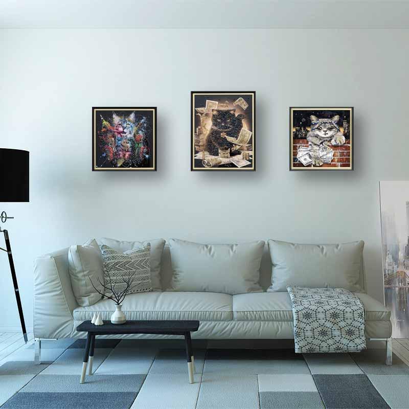 アートフレーム 猫 ファンキーキャット キラキラアート ウォールデコ