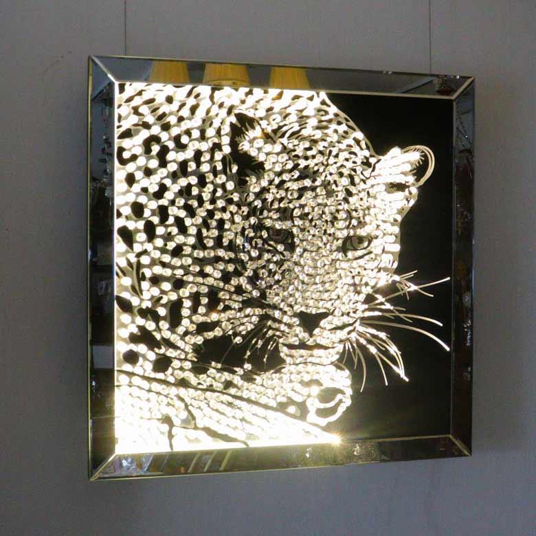 レオパードアート ミラーフレーム付き レオパードアート ミラー