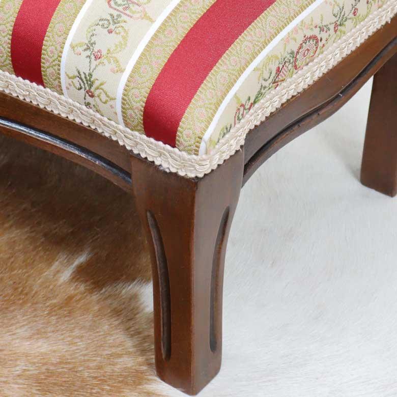 イタリア フットスツール 猫脚 レッドストライプ 補助椅子 玄関用 完成