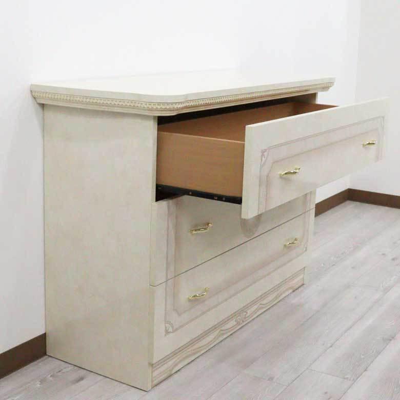 サルタレッリ アマルフィ ワイドチェスト アイボリー 3段 3引出