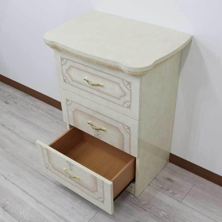 サルタレッリ アマルフィ 3段チェスト ナイトテーブル アイボリー