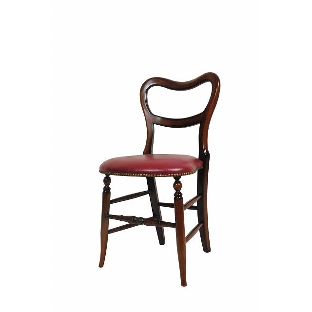 ダイニングチェア 合皮 レッド マホガニー 猫脚 完成品 バルーンチェア