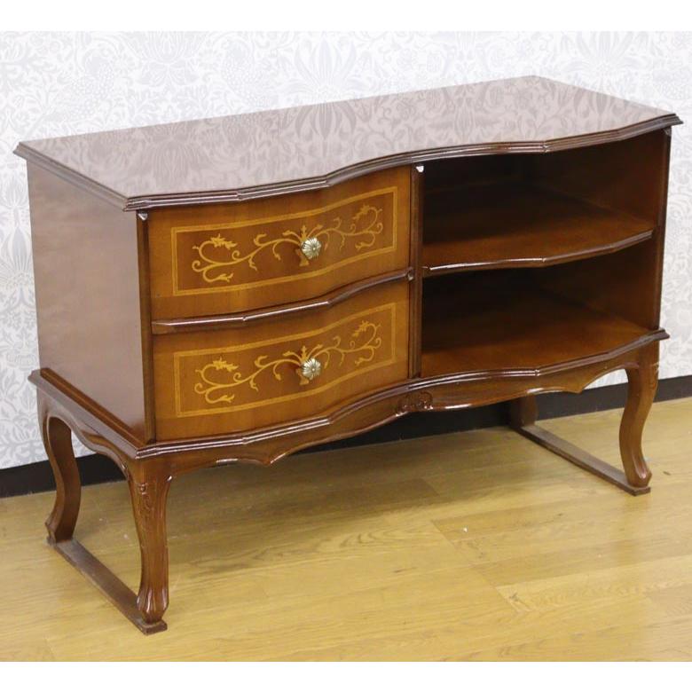 キャビネット 木製 イタリア 猫脚 象嵌 サイドボード 完成品