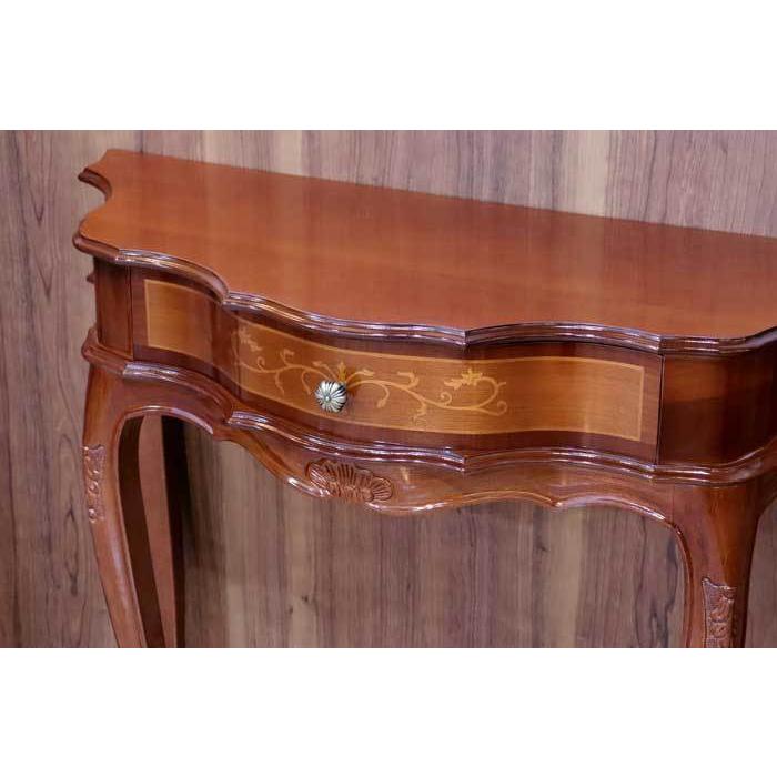 イタリア コンソール 象嵌 88cm猫脚 アンティーク 050 引き出し付き