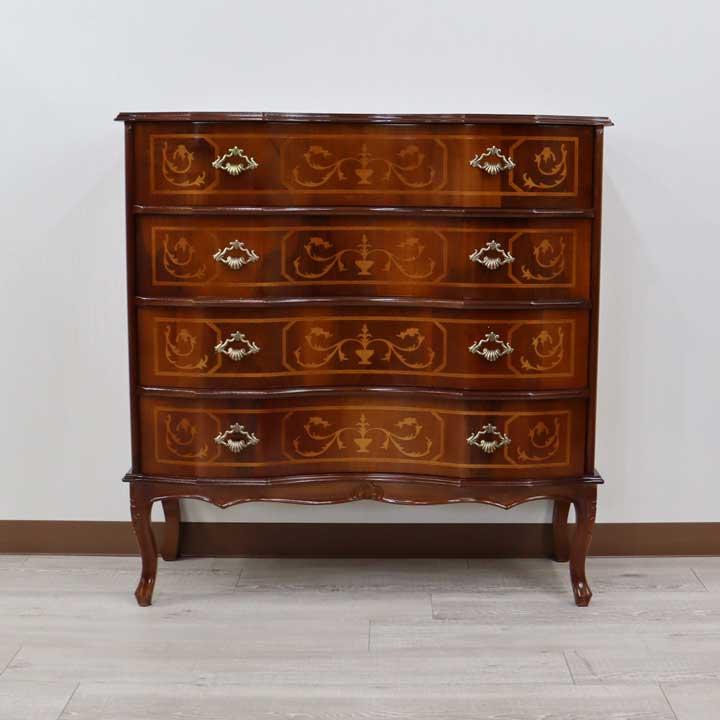 チェスト】イタリア 象嵌 3段収納 花台 飾り棚 アンティーク