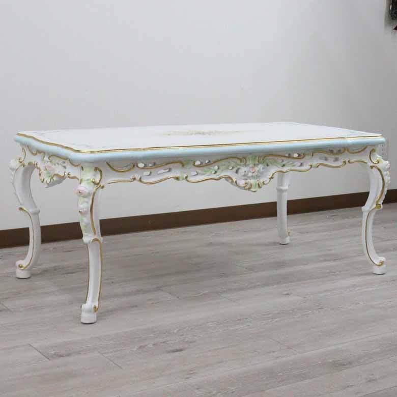 イタリア 象嵌 センターテーブル ロココ調 猫脚 エレガント