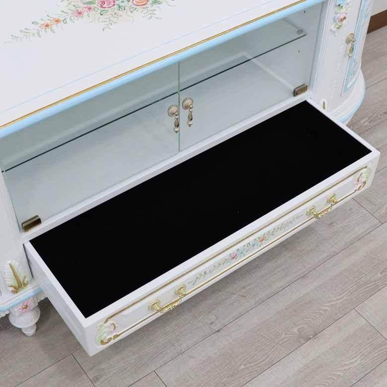 ロココ調 テレビボード ローキャビネット 白家具 アンティーク