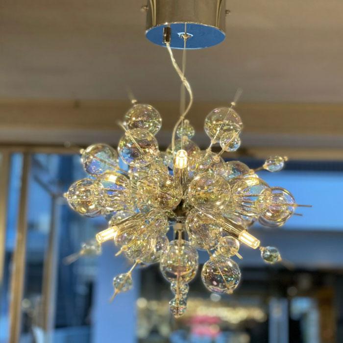バブル シャボン玉 シャンデリア ゴールド シルバー オーロラ 6灯