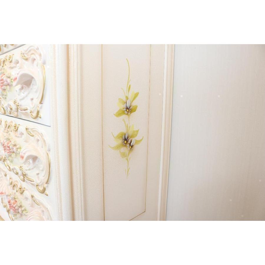 ロココ調 4段 チェスト 63cm幅 クラック仕上げ 白家具 アンティーク