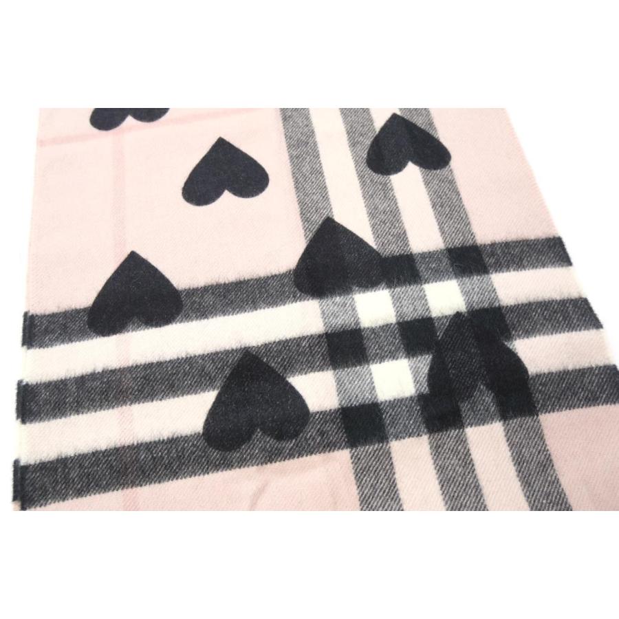 BURBERRY（バーバリー） チェック＆ハート マフラー ピンク カシミヤ