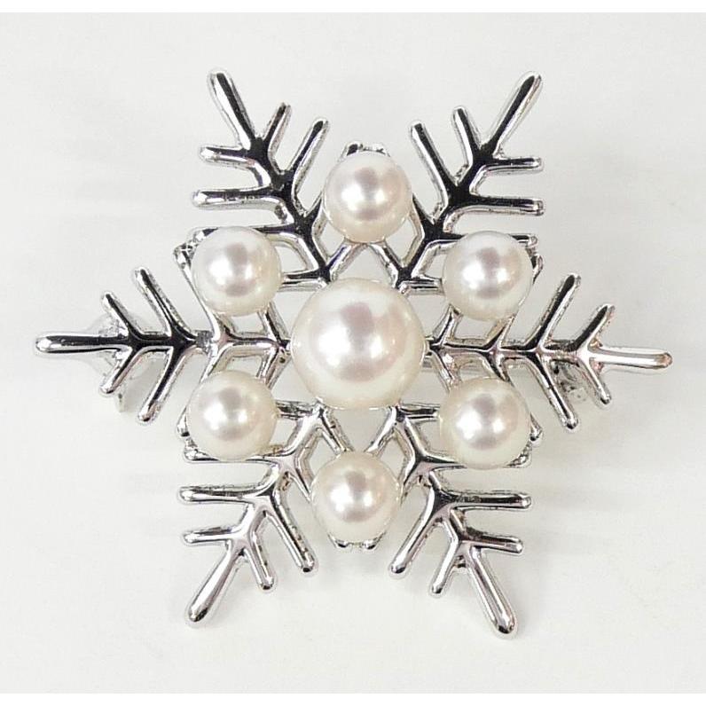 MIKIMOTO（ミキモト） パール ブローチ 雪の結晶 真珠/シルバー 【中古