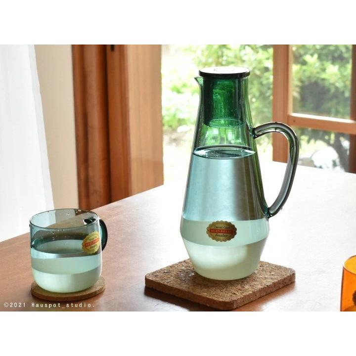 ガラス ピッチャー 耐熱ガラス ツートンガラスカラフェ グリーン