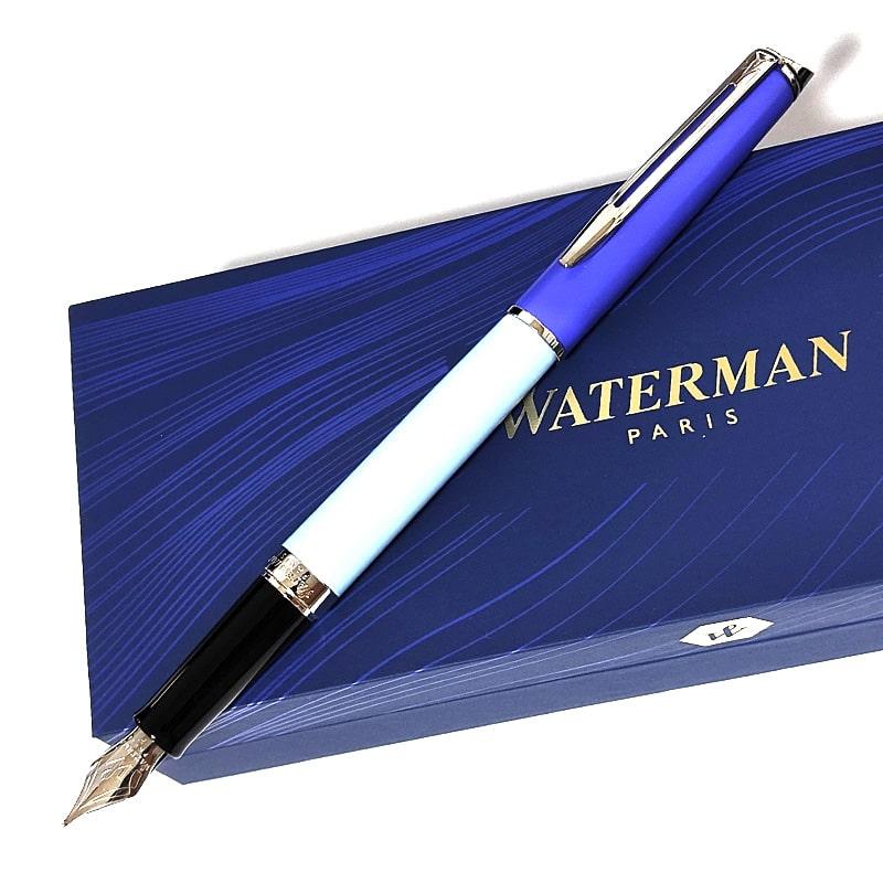WATERMAN 万年筆 青 ストライプデザイン