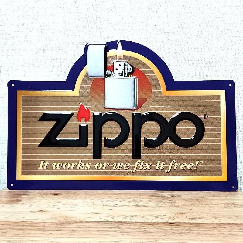 アメリカン レトロ ブリキ看板 ZIPPO 正規品 エンボスメタルサイン