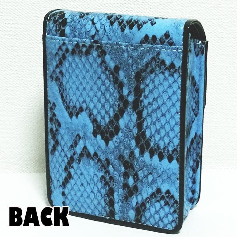 シガレットケース かわいい ブルーパイソン レディース 青 水色 型押し